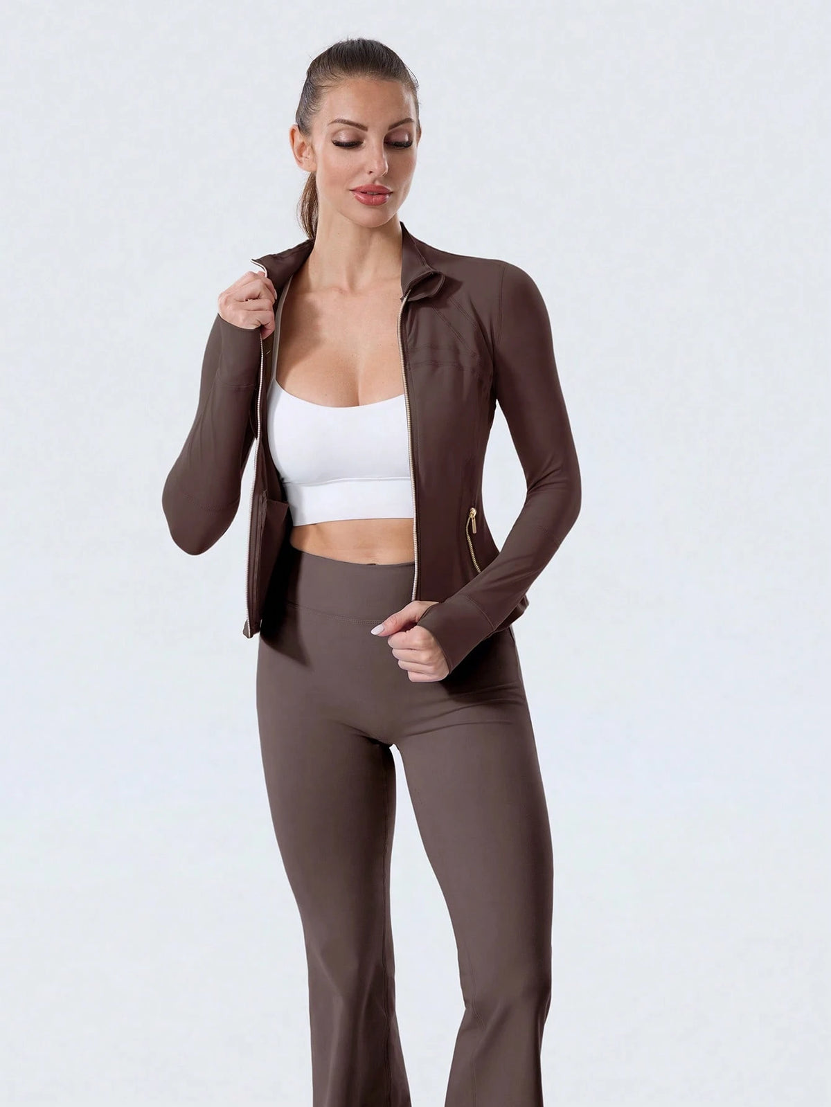 Women's Long Sleeve BBL Jacket With Pockets And Thumb Holes, Running Workout Activewear Top