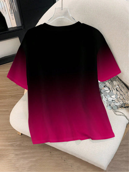 Women's Plus Size Casual Leopard Print T-Shirt, Polyester Blend Crew Neck Tee, Medium Stretch Knit Fabric, Fashionable Comfort Fit For All Seasons