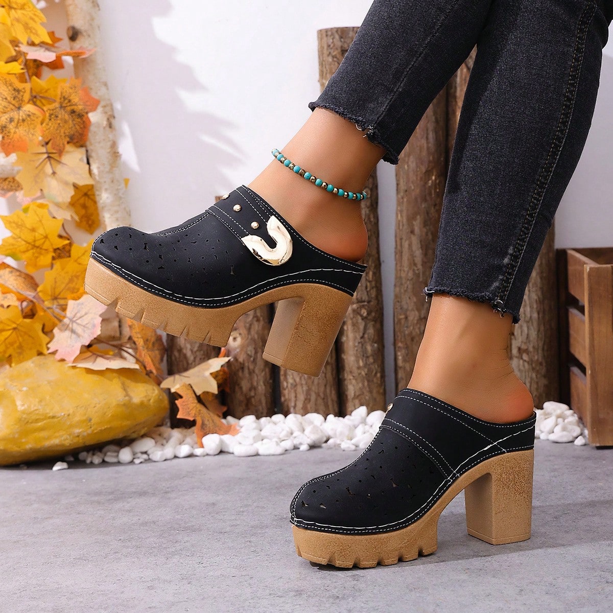 Women's Plus Size High-Heel Sandals, 2026 Summer New Arrival Platform Sandals, Single Strap Sandals, Elegant Style Ladies Sandals