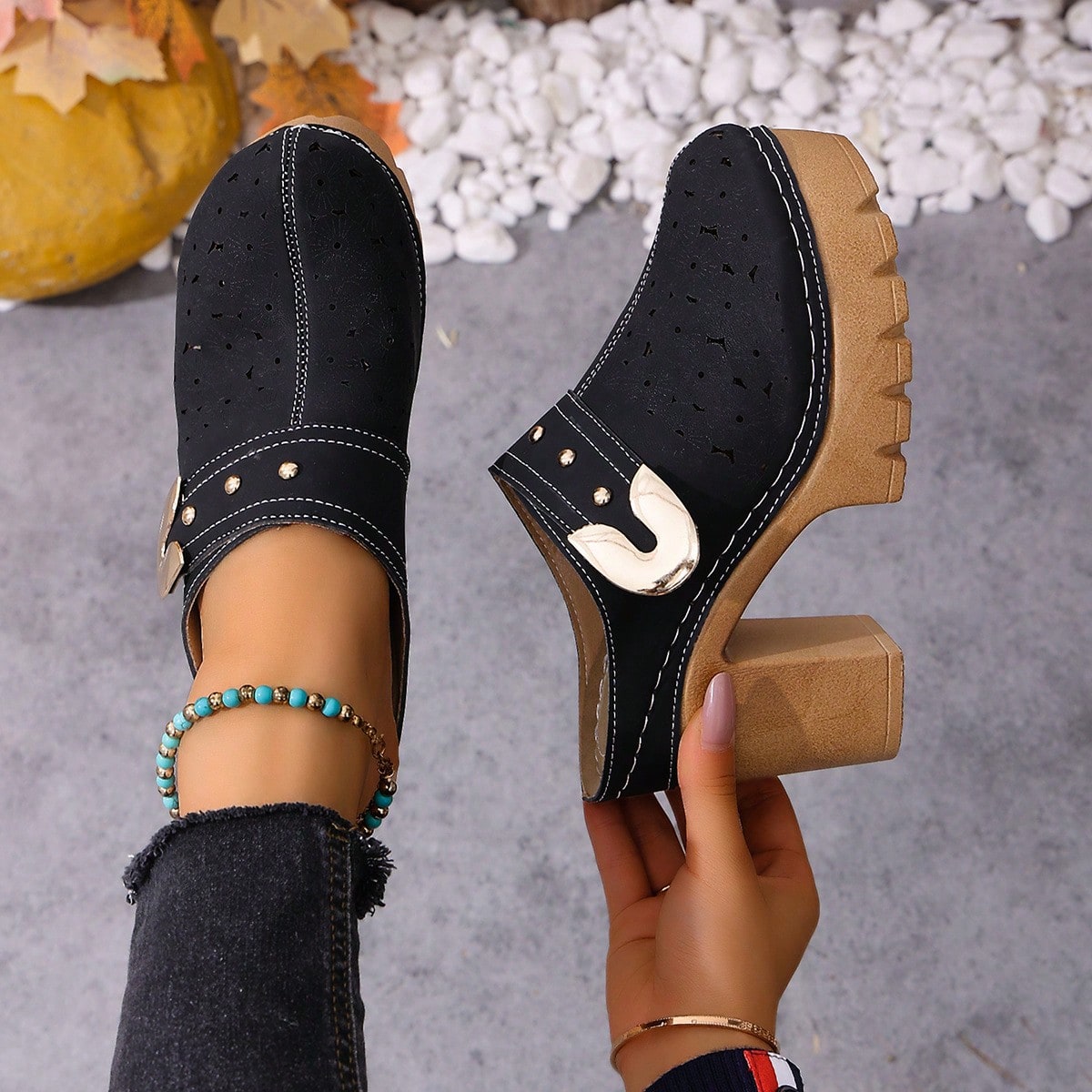 Women's Plus Size High-Heel Sandals, 2026 Summer New Arrival Platform Sandals, Single Strap Sandals, Elegant Style Ladies Sandals