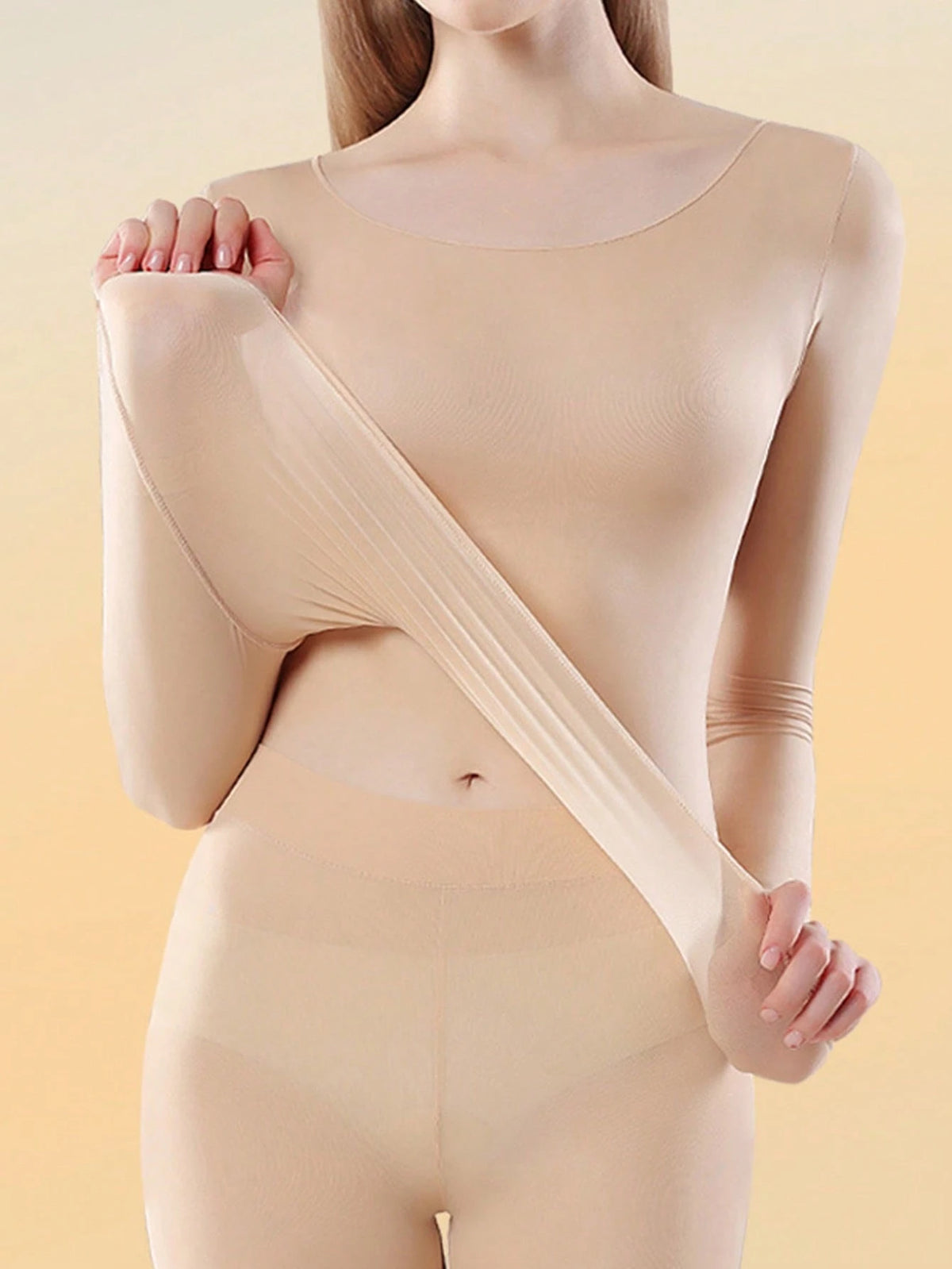 Women's Seamless Inner Top Ultra-Thin Warm Thermal Underwear Long Sleeve Round Neck High Elasticity Autumn/Winter Style