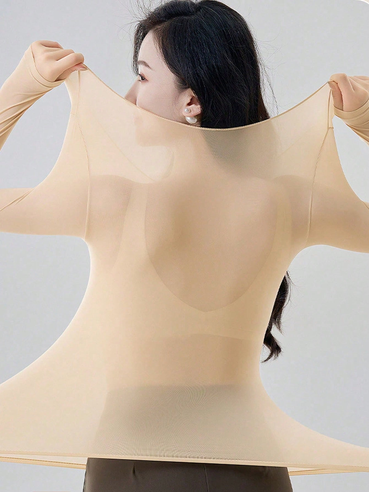 Women's Seamless Inner Top Ultra-Thin Warm Thermal Underwear Long Sleeve Round Neck High Elasticity Autumn/Winter Style