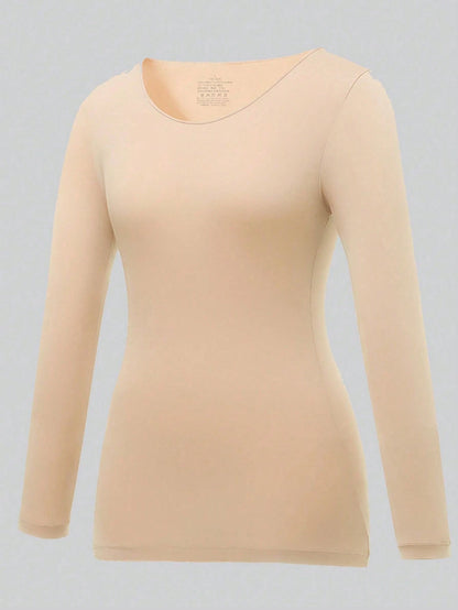 Women's Seamless Inner Top Ultra-Thin Warm Thermal Underwear Long Sleeve Round Neck High Elasticity Autumn/Winter Style