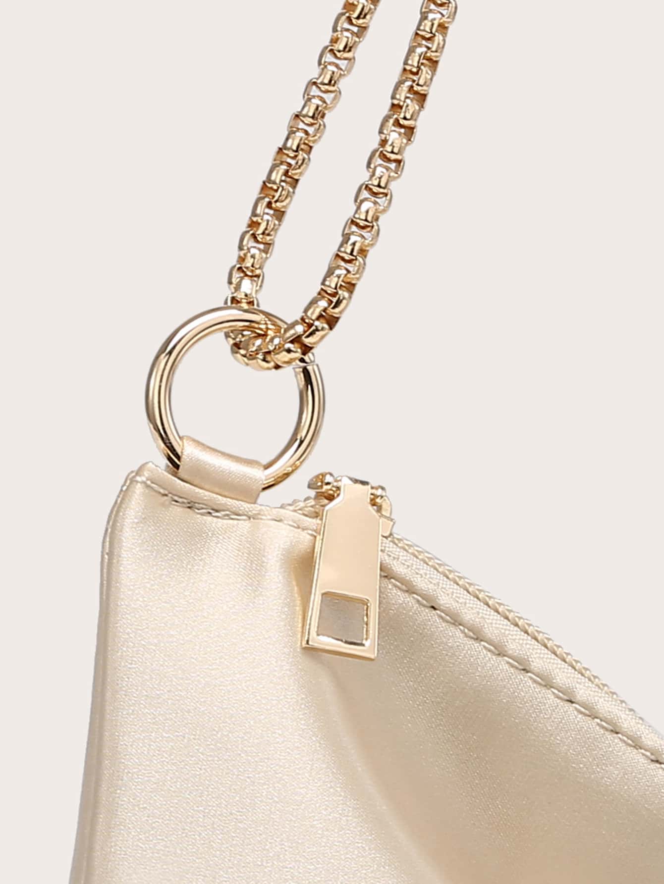 Women's Silk Satin Evening Crossbody Bag, Decorated With Rhinestones, Fashionable, Lightweight, Compact, Suitable For Parties And Outings
