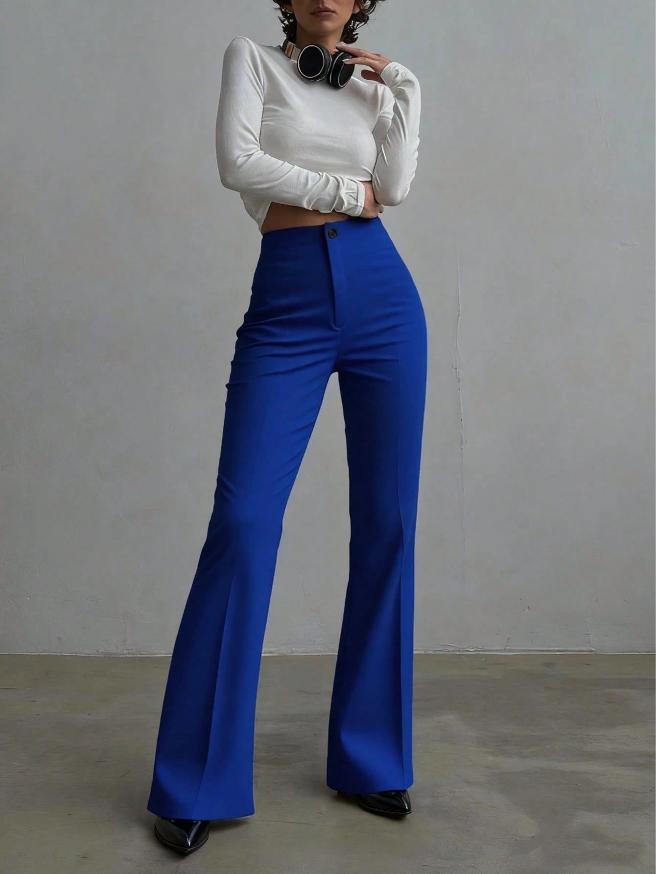 Women's Solid Color Casual Elegant High Waist Straight Leg Pants, Suitable For Daily Wear, Commuting, Office, Home, Dating, Small Gatherings, Light Socializing, Autumn