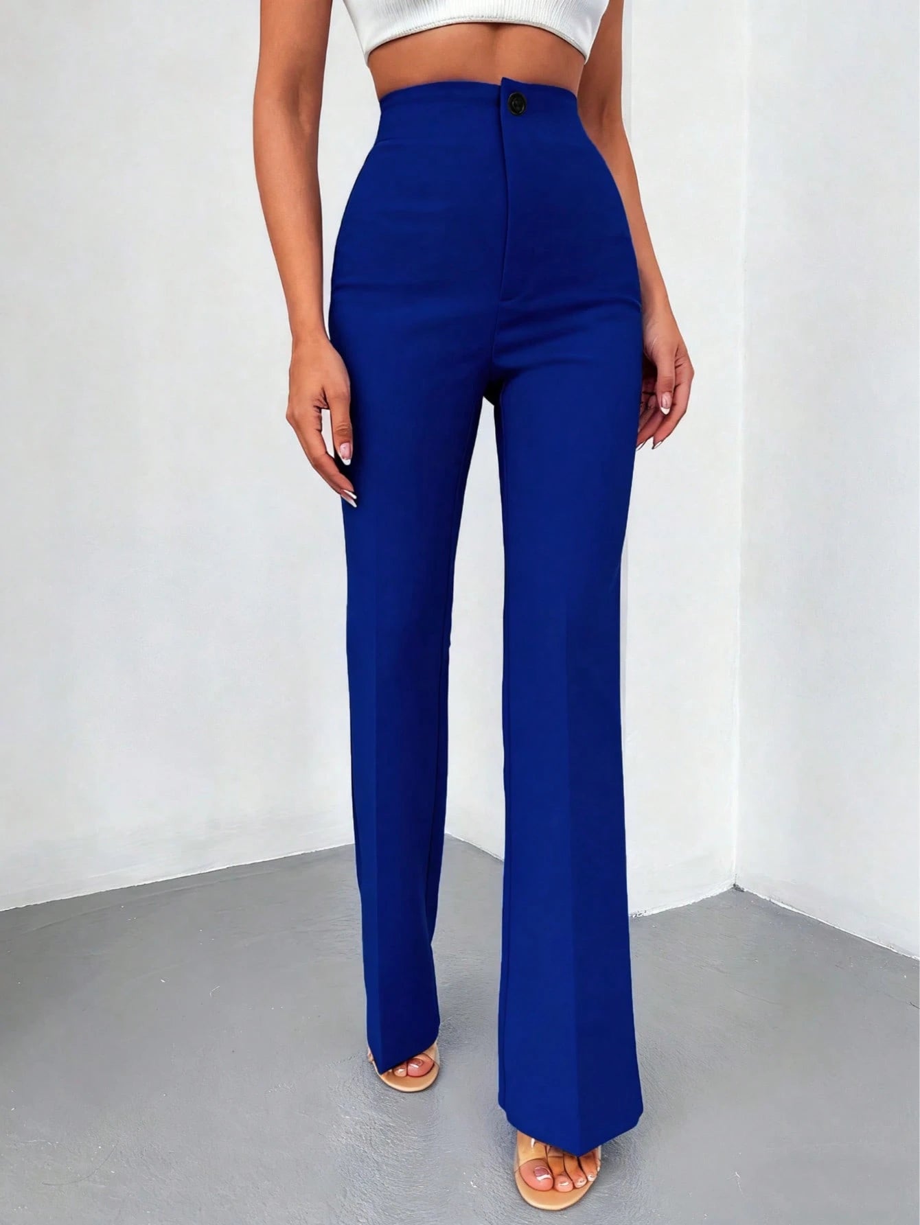 Women's Solid Color Casual Elegant High Waist Straight Leg Pants, Suitable For Daily Wear, Commuting, Office, Home, Dating, Small Gatherings, Light Socializing, Autumn