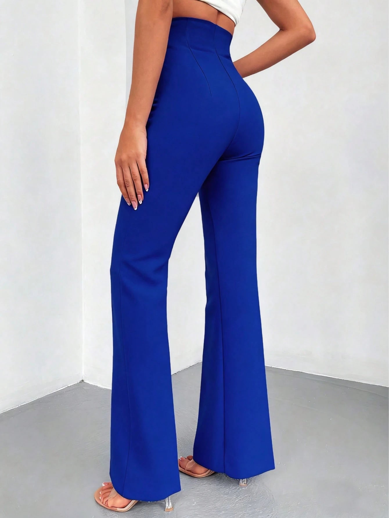 Women's Solid Color Casual Elegant High Waist Straight Leg Pants, Suitable For Daily Wear, Commuting, Office, Home, Dating, Small Gatherings, Light Socializing, Autumn