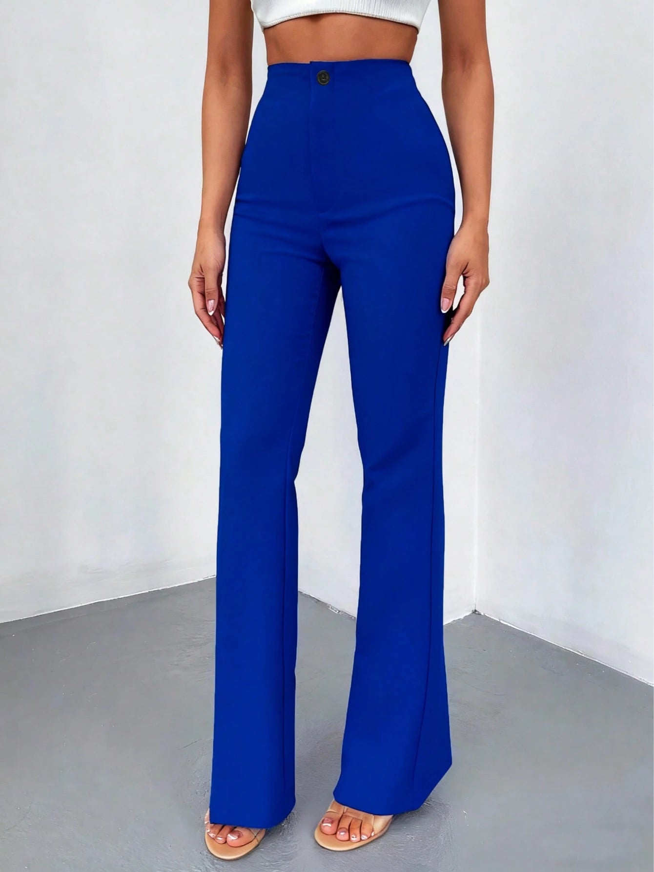 Women's Solid Color Casual Elegant High Waist Straight Leg Pants, Suitable For Daily Wear, Commuting, Office, Home, Dating, Small Gatherings, Light Socializing, Autumn
