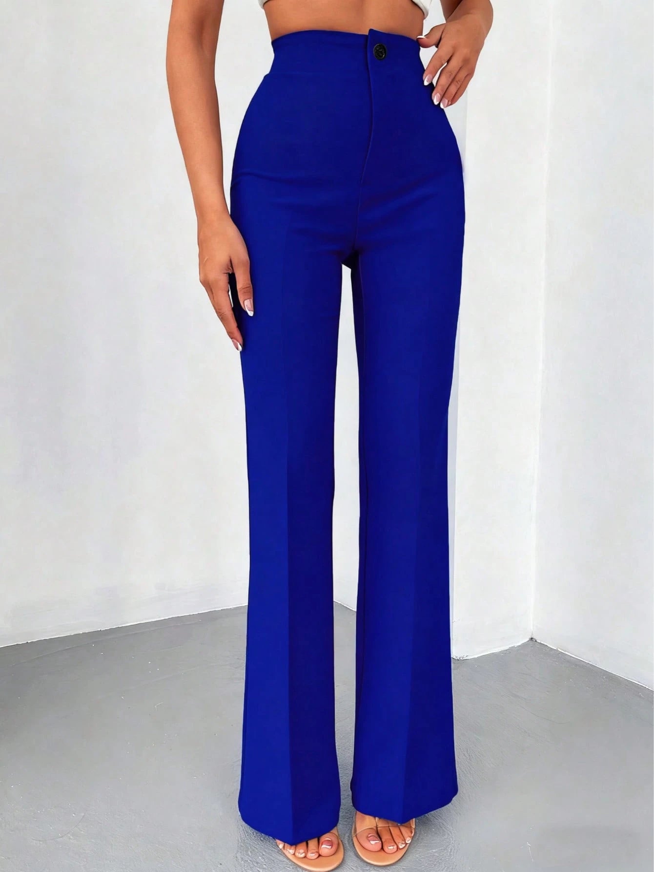 Women's Solid Color Casual Elegant High Waist Straight Leg Pants, Suitable For Daily Wear, Commuting, Office, Home, Dating, Small Gatherings, Light Socializing, Autumn