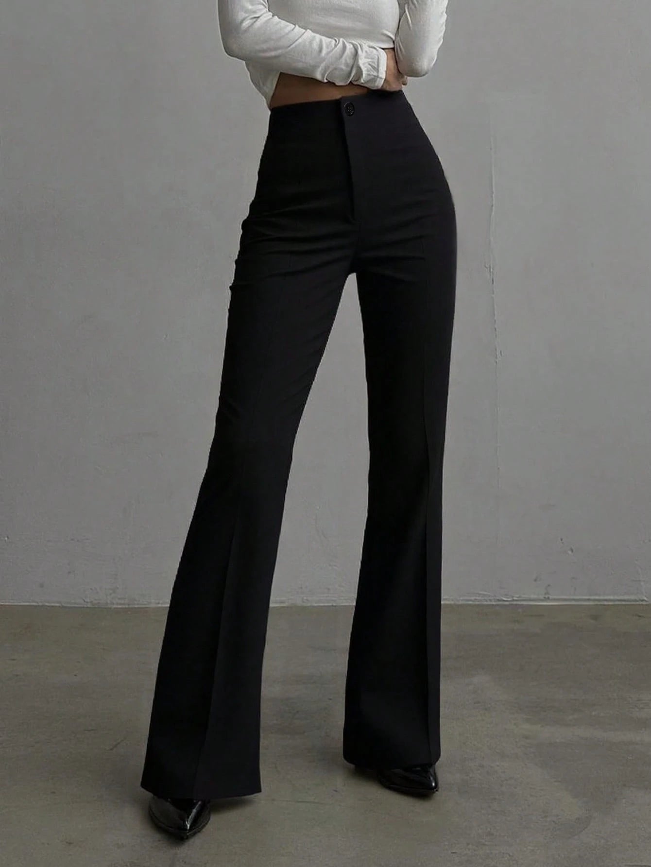 Women's Solid Color Casual Elegant High Waist Straight Leg Pants, Suitable For Daily Wear, Commuting, Office, Home, Dating, Small Gatherings, Light Socializing, Autumn
