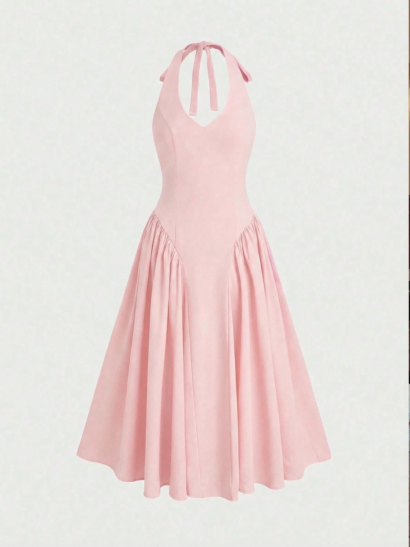 Women's Solid Color Deep V Elegant Casual Commute Date Romantic Dress Party Pink Summer