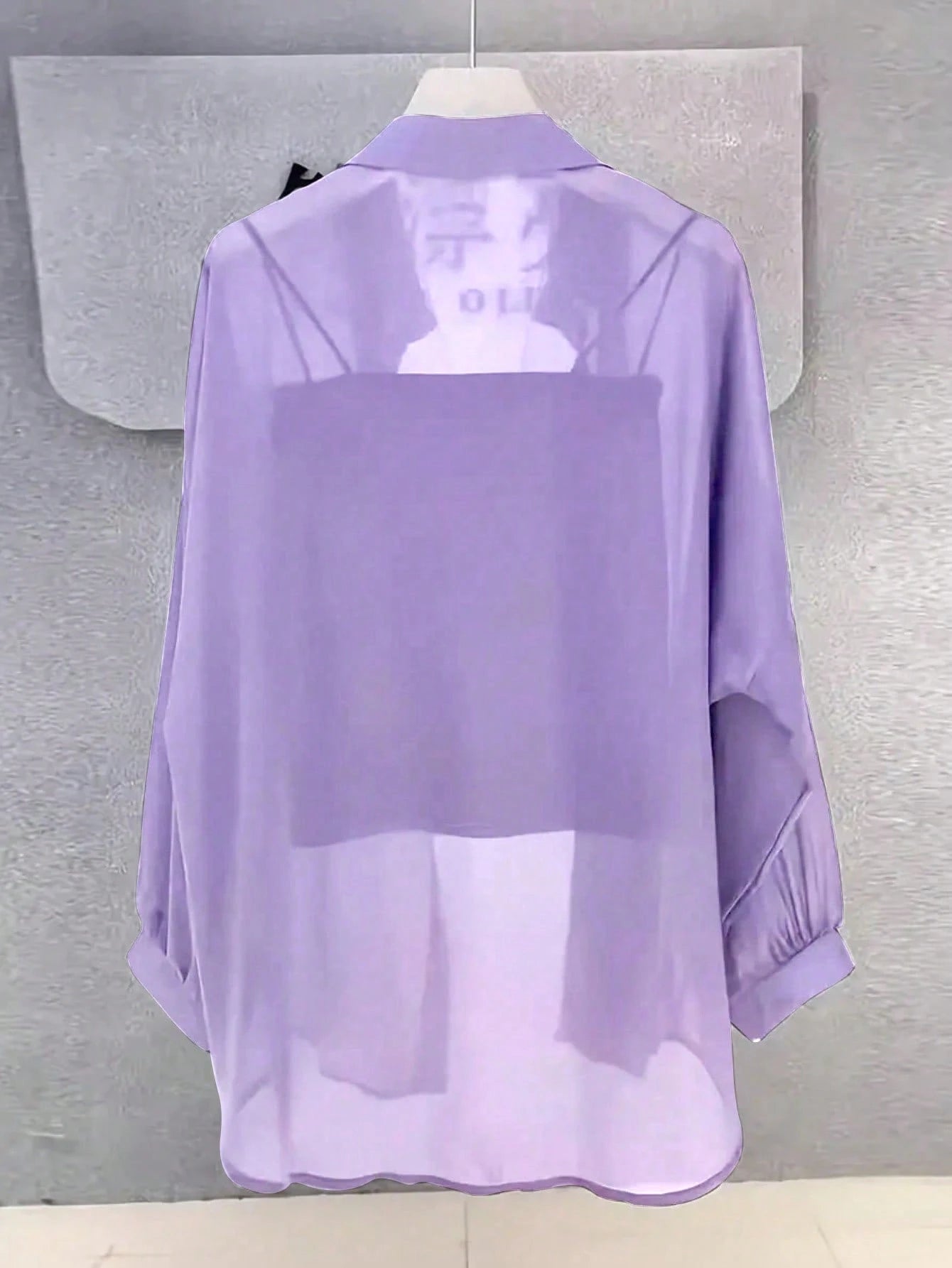 Women's Solid Color Front Button Casual Roll-Up Sleeve Shirt, Sheer Chiffon Long Sleeve Blouse, Lightweight Breathable Fabric, Elegant Design For Office/Party Wear, Spring/Summer, Aesthetic