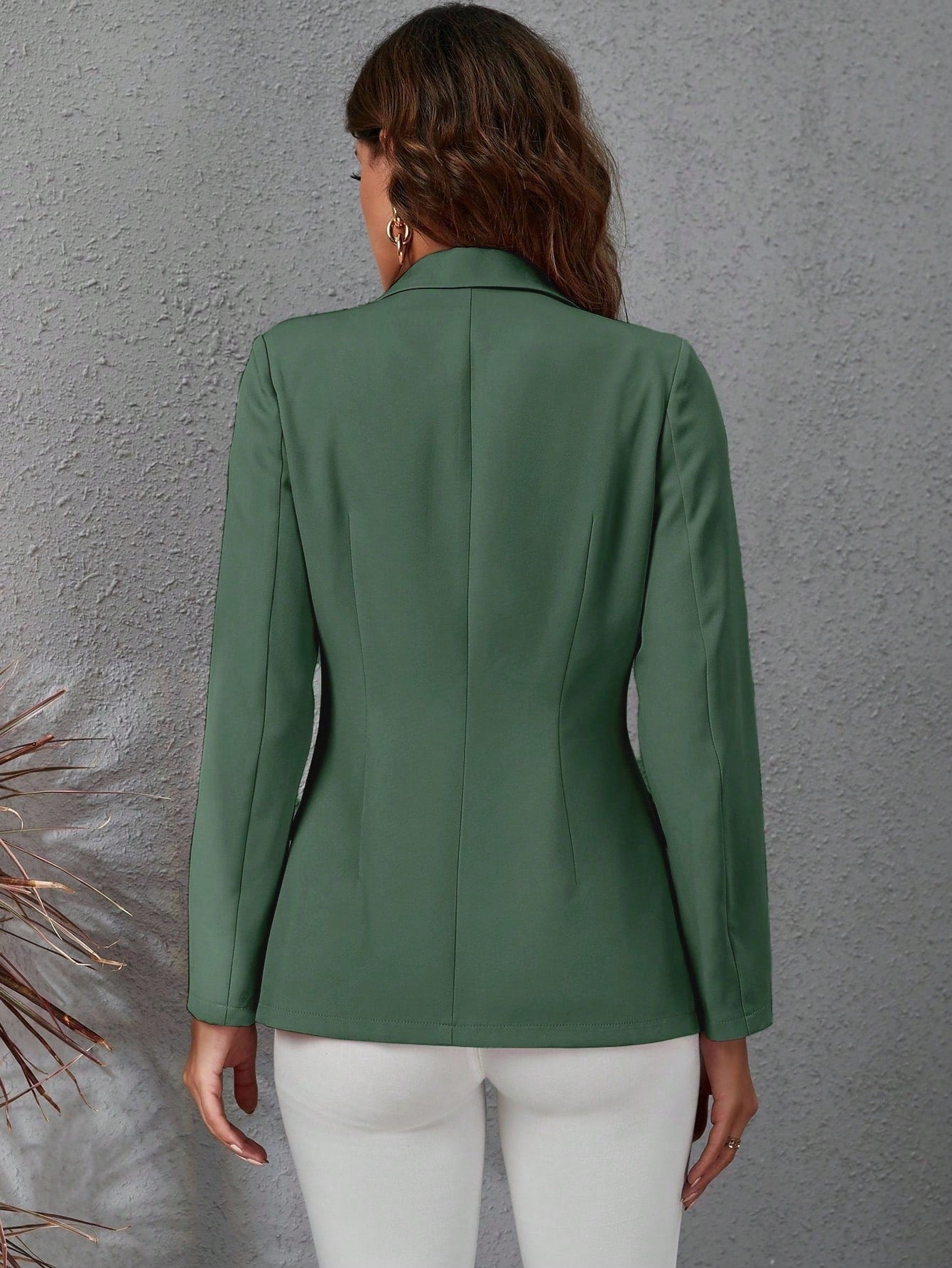 Women's Solid Color Lapel NeckLong Sleeve Double-Breasted Casual Blazer Green Blazer Women Women's Blazers Suit Jacket For Women
