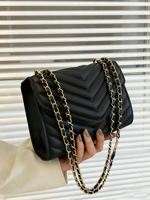 Women's Solid Color Pearl Chain New Niche Design Influencer Fashion Chain Shoulder Crossbody Bag, Ins Versatile Small Square Bag, High Gloss Embossed Solid Color Mini Chain Shoulder Bag