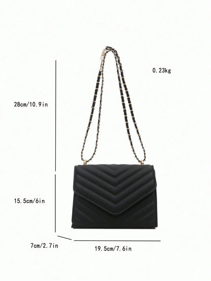 Women's Solid Color Pearl Chain New Niche Design Influencer Fashion Chain Shoulder Crossbody Bag, Ins Versatile Small Square Bag, High Gloss Embossed Solid Color Mini Chain Shoulder Bag