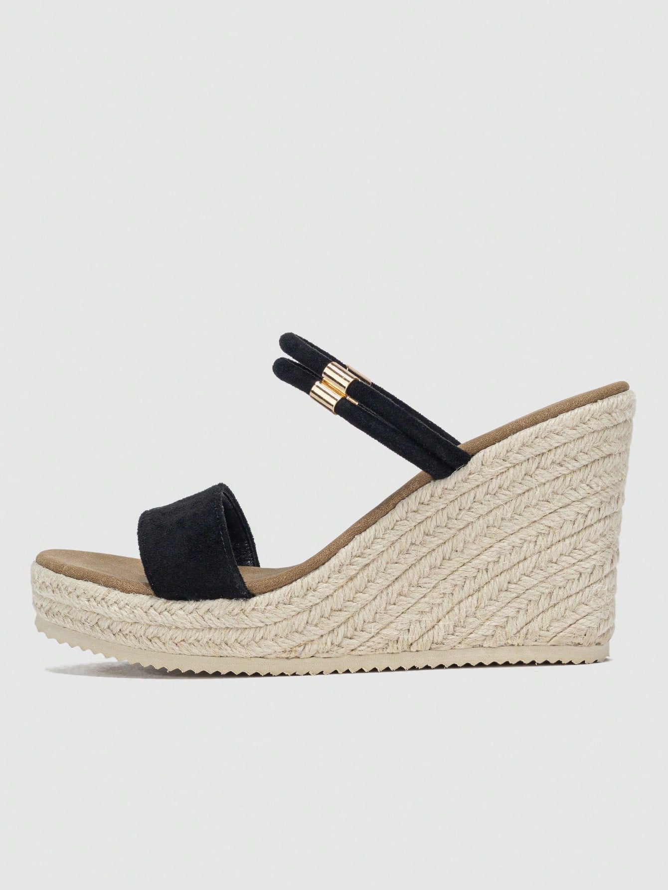 Women's Straw Sandals, Vacation Faux Suede Wedge Slip-On Slippers
