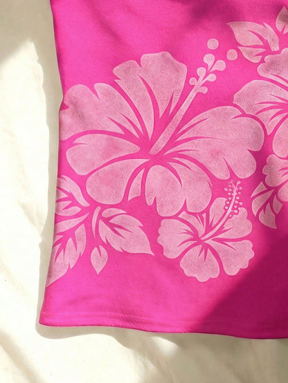 Women's Summer Casual Vacation Floral Print Camisole Pink