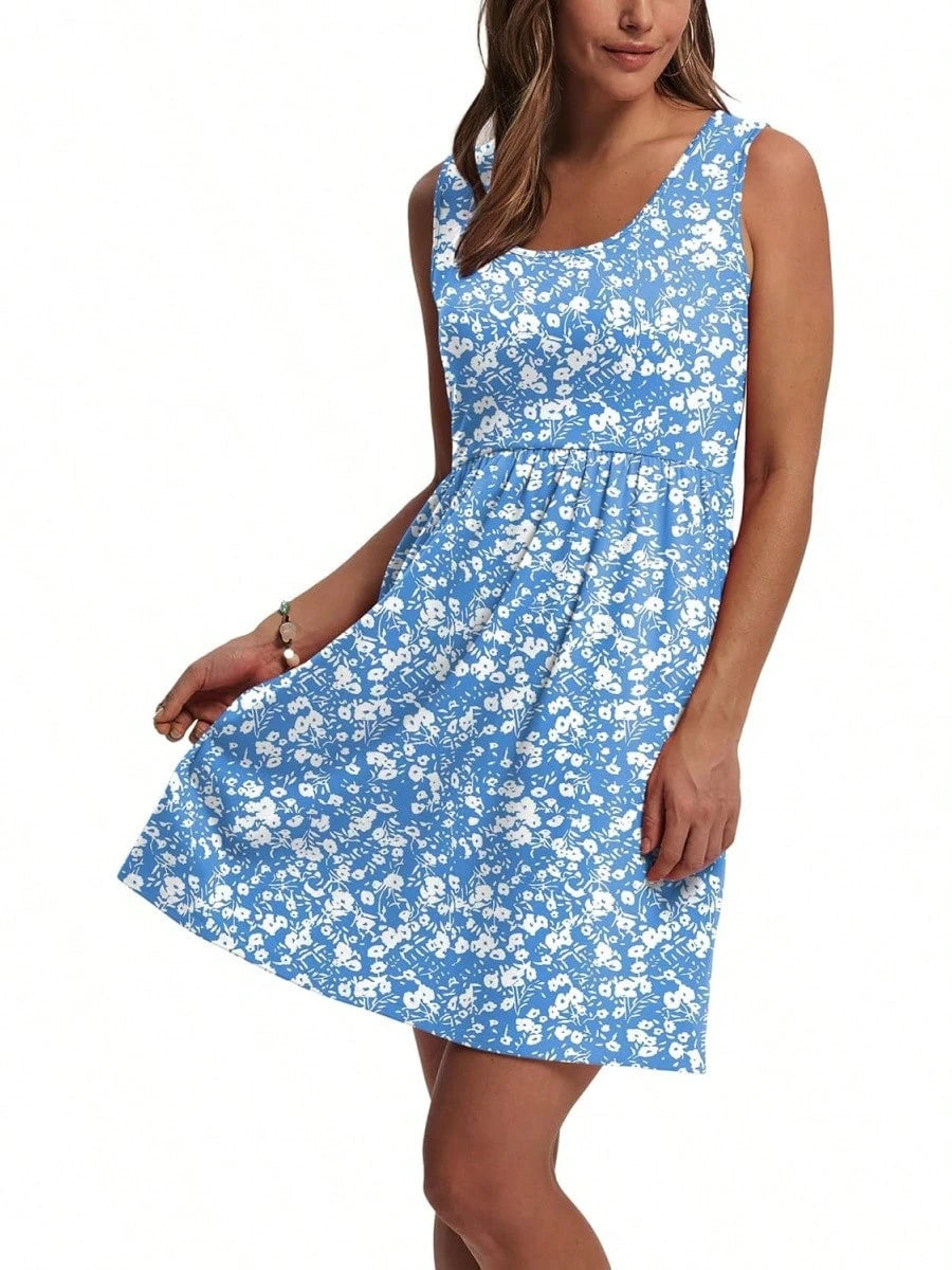 Women's Summer Dress 2026 A-Line Sleeveless Casual Sundress With Pockets Floral/Solid