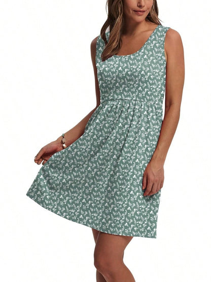 Women's Summer Dress 2026 A-Line Sleeveless Casual Sundress With Pockets Floral/Solid