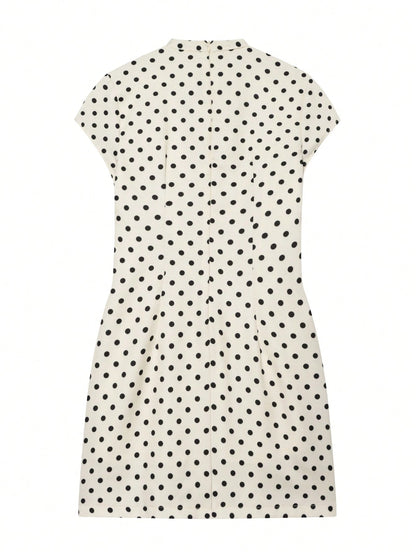 Women's Sweet Square Neck Short Sleeve Mini Dress With Bow, Spring/Summer Travel Outfit