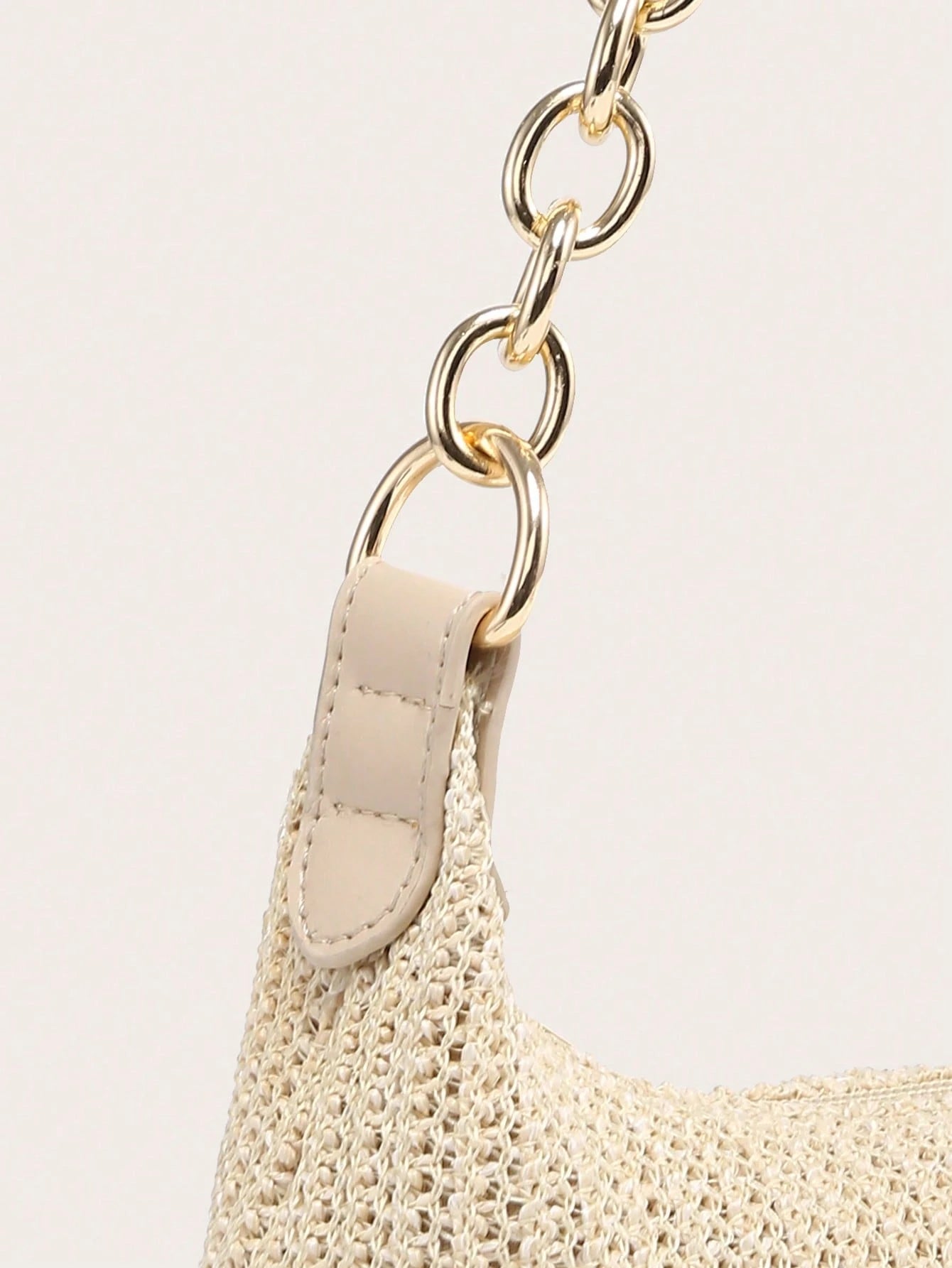 Women's Underarm Shoulder Bag, Square Metal Chain, Large Capacity, Lightweight, Casual & Fashionable Beach Vacation Style, Suitable For Shopping,Straw Bag