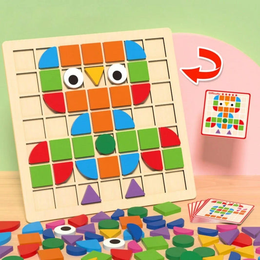 Wooden 3D Geometric Shape Puzzle Board, A Color And Shape Recognition Hand-Eye Coordination Training Puzzle Game, Suitable For Children Aged 3 And Above As A Birthday Or New Year Gift.