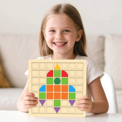 Wooden 3D Geometric Shape Puzzle Board, A Color And Shape Recognition Hand-Eye Coordination Training Puzzle Game, Suitable For Children Aged 3 And Above As A Birthday Or New Year Gift.