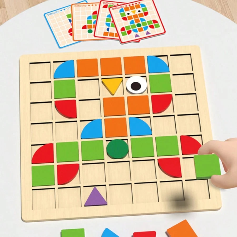 Wooden 3D Geometric Shape Puzzle Board, A Color And Shape Recognition Hand-Eye Coordination Training Puzzle Game, Suitable For Children Aged 3 And Above As A Birthday Or New Year Gift.