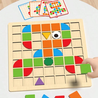 Wooden 3D Geometric Shape Puzzle Board, A Color And Shape Recognition Hand-Eye Coordination Training Puzzle Game, Suitable For Children Aged 3 And Above As A Birthday Or New Year Gift.