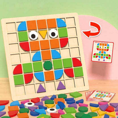 Wooden 3D Geometric Shape Puzzle Board, A Color And Shape Recognition Hand-Eye Coordination Training Puzzle Game, Suitable For Children Aged 3 And Above As A Birthday Or New Year Gift.
