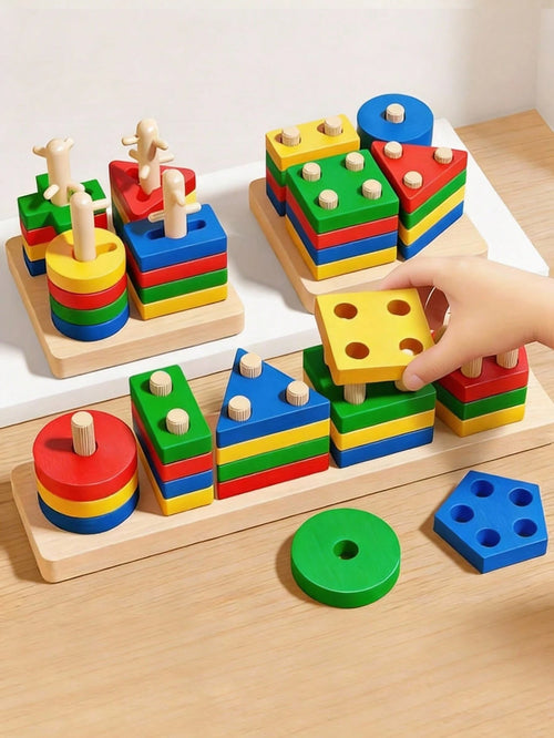 Wooden Sorting And Stacking Toys For Boys, Girls, Toddlers, Preschoolers And Children, Educational Toys, Color Recognition, Shape Sorter, Learning Puzzle, Boy Toys, Toys For Toddlers, Toddler Learning