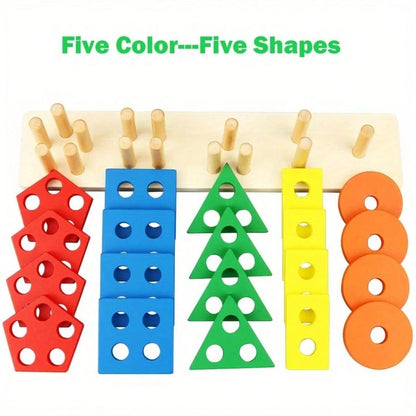 Wooden Sorting And Stacking Toys For Boys, Girls, Toddlers, Preschoolers And Children, Educational Toys, Color Recognition, Shape Sorter, Learning Puzzle, Boy Toys, Toys For Toddlers, Toddler Learning