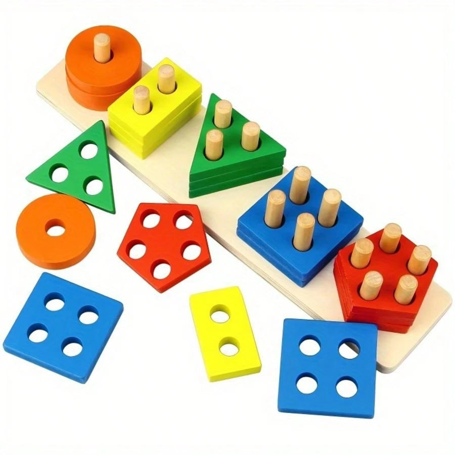 Wooden Sorting And Stacking Toys For Boys, Girls, Toddlers, Preschoolers And Children, Educational Toys, Color Recognition, Shape Sorter, Learning Puzzle, Boy Toys, Toys For Toddlers, Toddler Learning