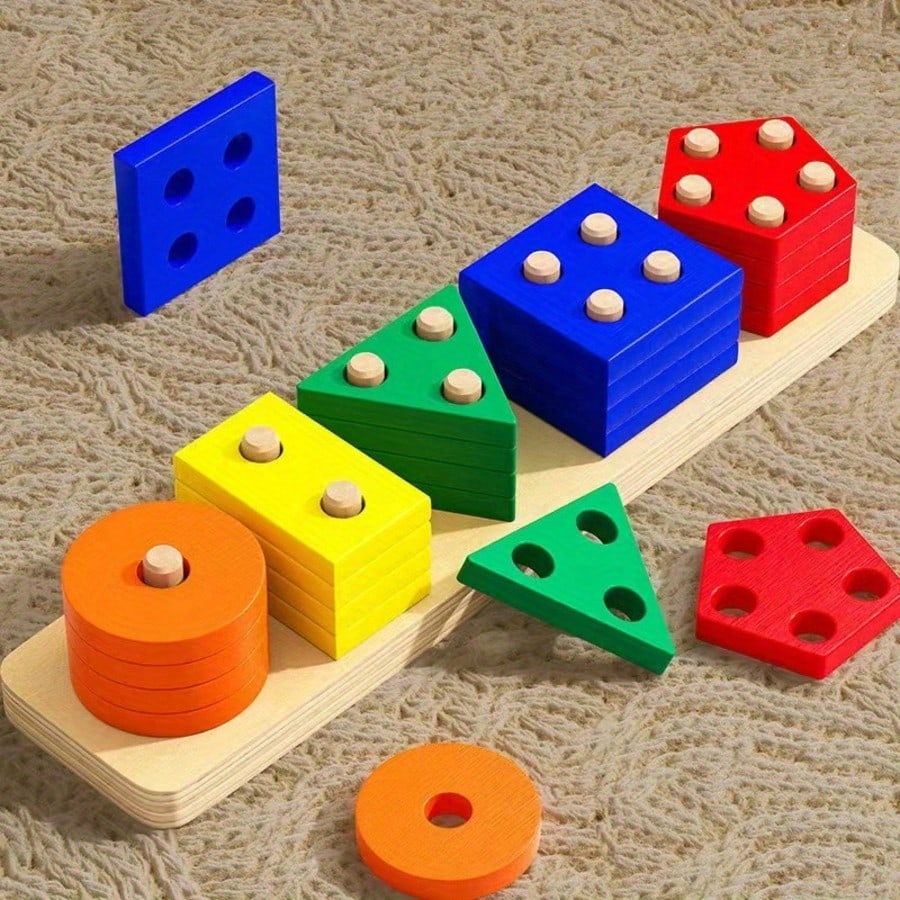 Wooden Sorting And Stacking Toys For Boys, Girls, Toddlers, Preschoolers And Children, Educational Toys, Color Recognition, Shape Sorter, Learning Puzzle, Boy Toys, Toys For Toddlers, Toddler Learning