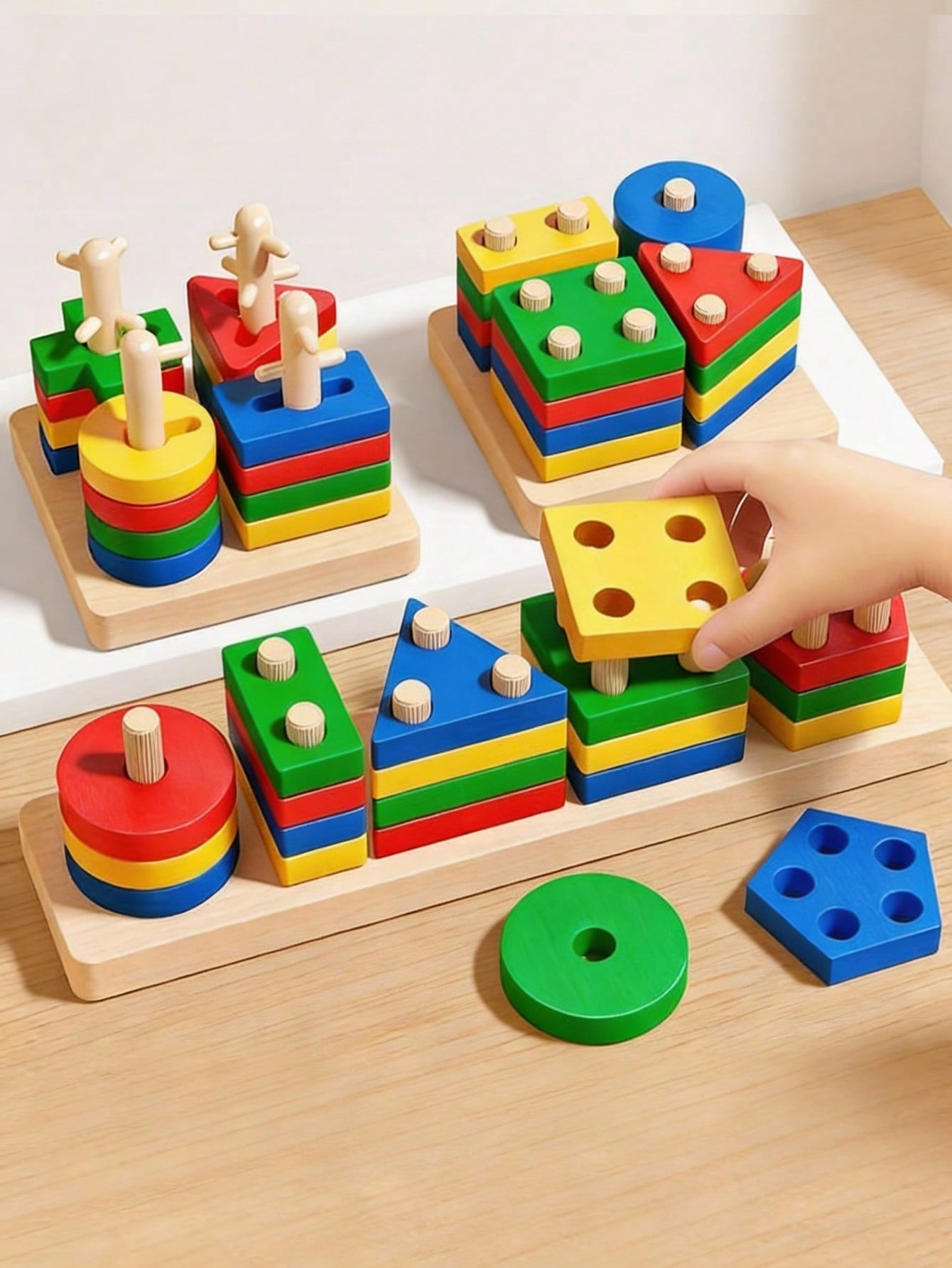 Wooden Sorting And Stacking Toys For Boys, Girls, Toddlers, Preschoolers And Children, Educational Toys, Color Recognition, Shape Sorter, Learning Puzzle, Boy Toys, Toys For Toddlers, Toddler Learning