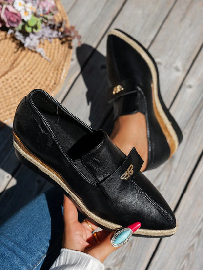 WRCVS Women Platform Wedge Heel Shoes, Lightweight Non-Slip Work Shoes, Fashion Party Shoes, Bohemian Style Sandals, Pointed Toe Espadrille Wedge Heels