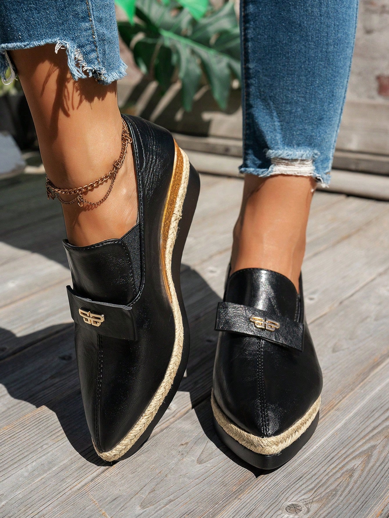 WRCVS Women Platform Wedge Heel Shoes, Lightweight Non-Slip Work Shoes, Fashion Party Shoes, Bohemian Style Sandals, Pointed Toe Espadrille Wedge Heels