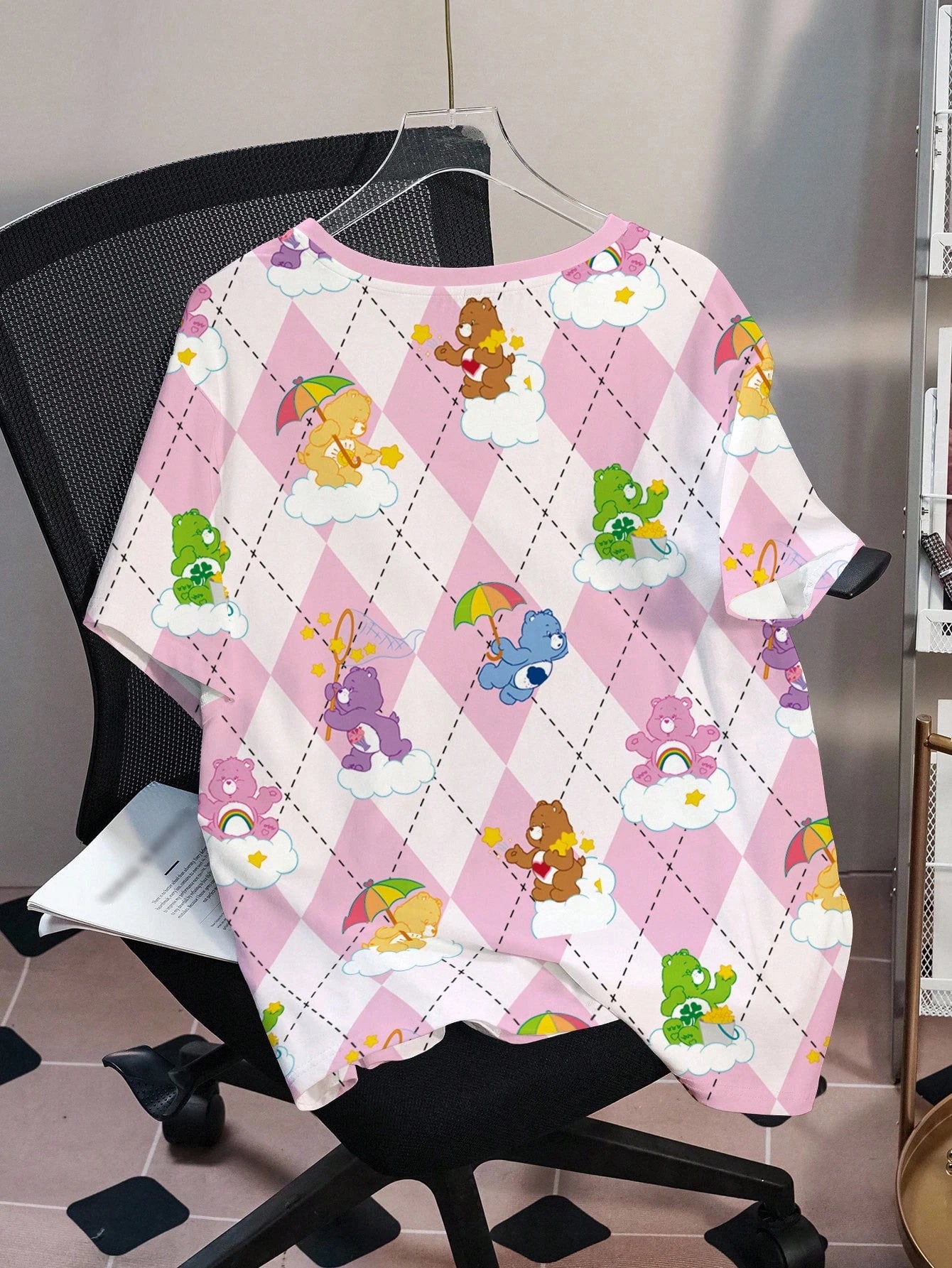 X Care Bears Plus Size Women's Cartoon Print Round Neck Short Sleeve Casual T-Shirt