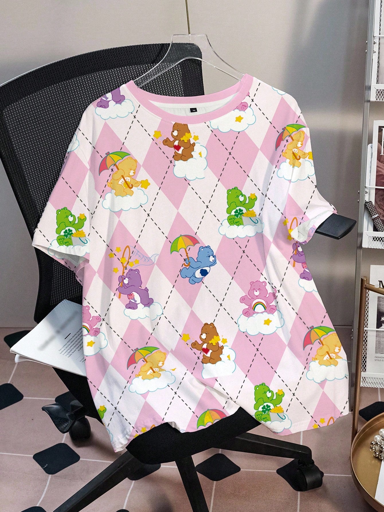 X Care Bears Plus Size Women's Cartoon Print Round Neck Short Sleeve Casual T-Shirt