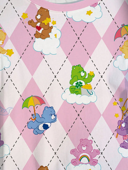 X Care Bears Plus Size Women's Cartoon Print Round Neck Short Sleeve Casual T-Shirt