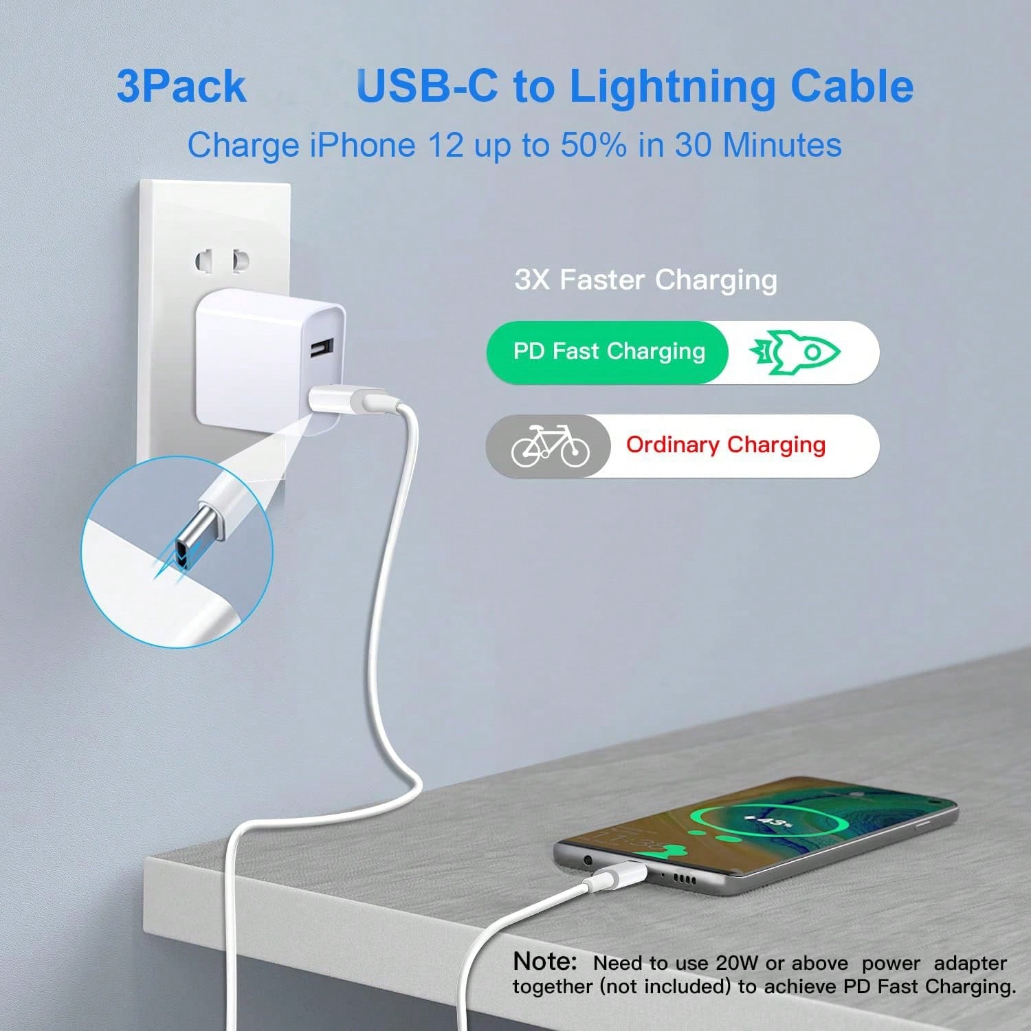 XASMA 3pcs/1pc USB C To Lightning Cable Compatible With Iphone Charger Usbc To Lightning Cable Compatible With Iphone 14/13/12/11 X XS XR 8 Plus And More, USB Charging Cable Compatible With Iphone 11