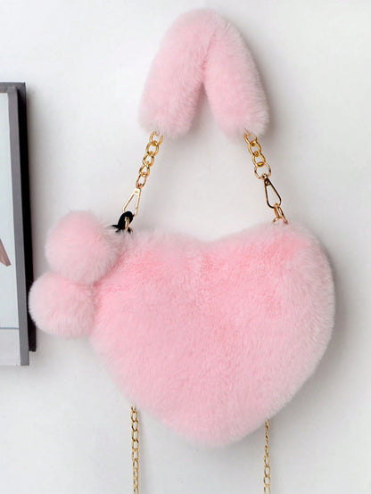 XD Little Girls Autumn/Winter Outdoor Essential New Soft Plush Mini Handbag, Thick Soft Plush Texture, Cute And Soft, Lightweight And Easy To Carry, Stores Coins, Stickers, Small Hair Accessories, Sui