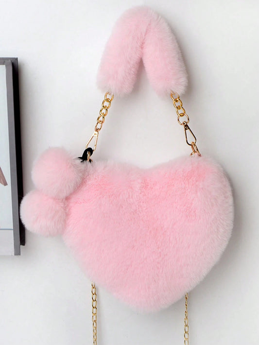 XD Little Girls Autumn/Winter Outdoor Essential New Soft Plush Mini Handbag, Thick Soft Plush Texture, Cute And Soft, Lightweight And Easy To Carry, Stores Coins, Stickers, Small Hair Accessories, Sui
