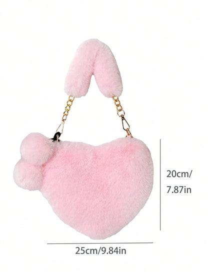 XD Little Girls Autumn/Winter Outdoor Essential New Soft Plush Mini Handbag, Thick Soft Plush Texture, Cute And Soft, Lightweight And Easy To Carry, Stores Coins, Stickers, Small Hair Accessories, Sui