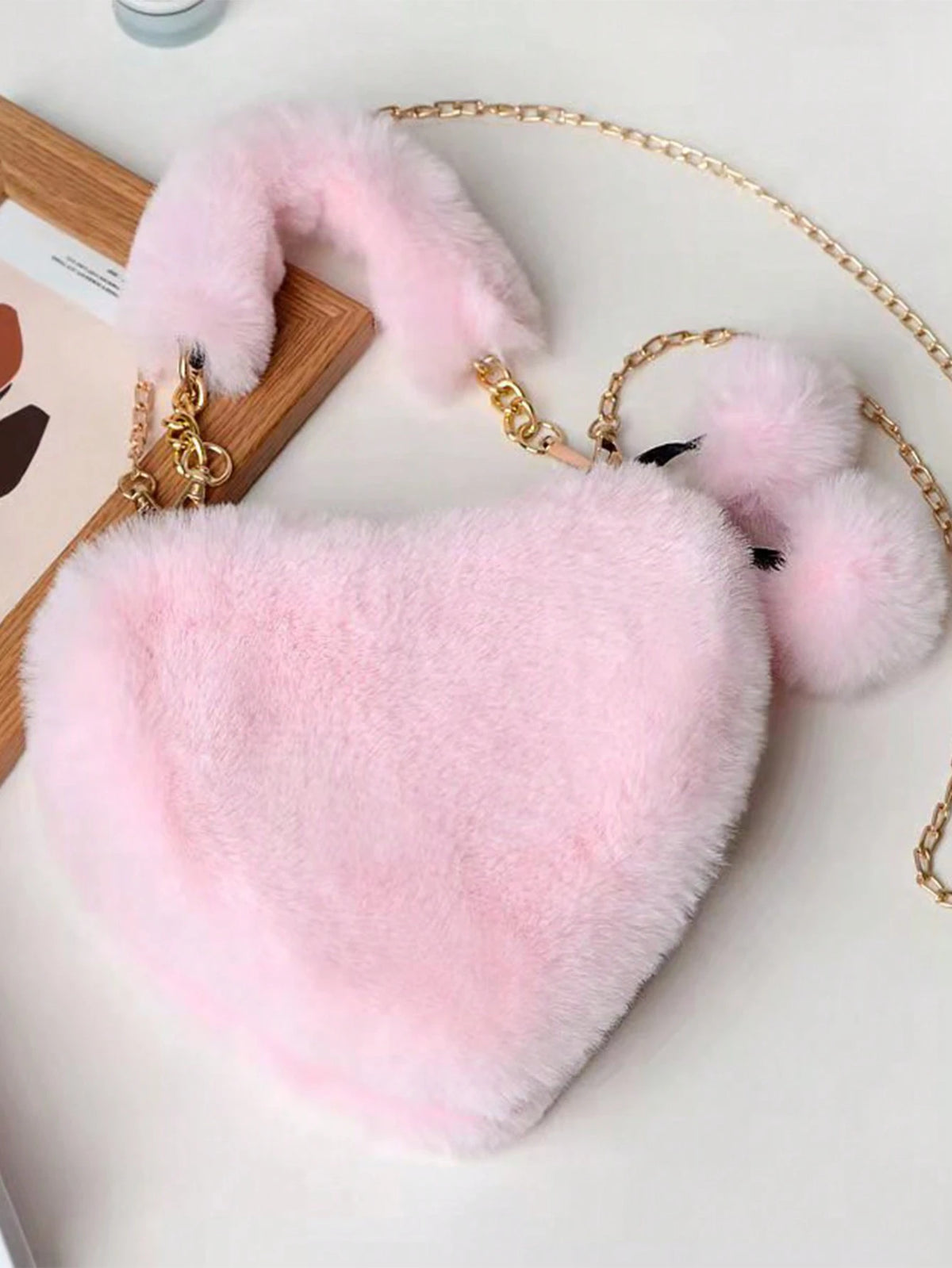 XD Little Girls Autumn/Winter Outdoor Essential New Soft Plush Mini Handbag, Thick Soft Plush Texture, Cute And Soft, Lightweight And Easy To Carry, Stores Coins, Stickers, Small Hair Accessories, Sui