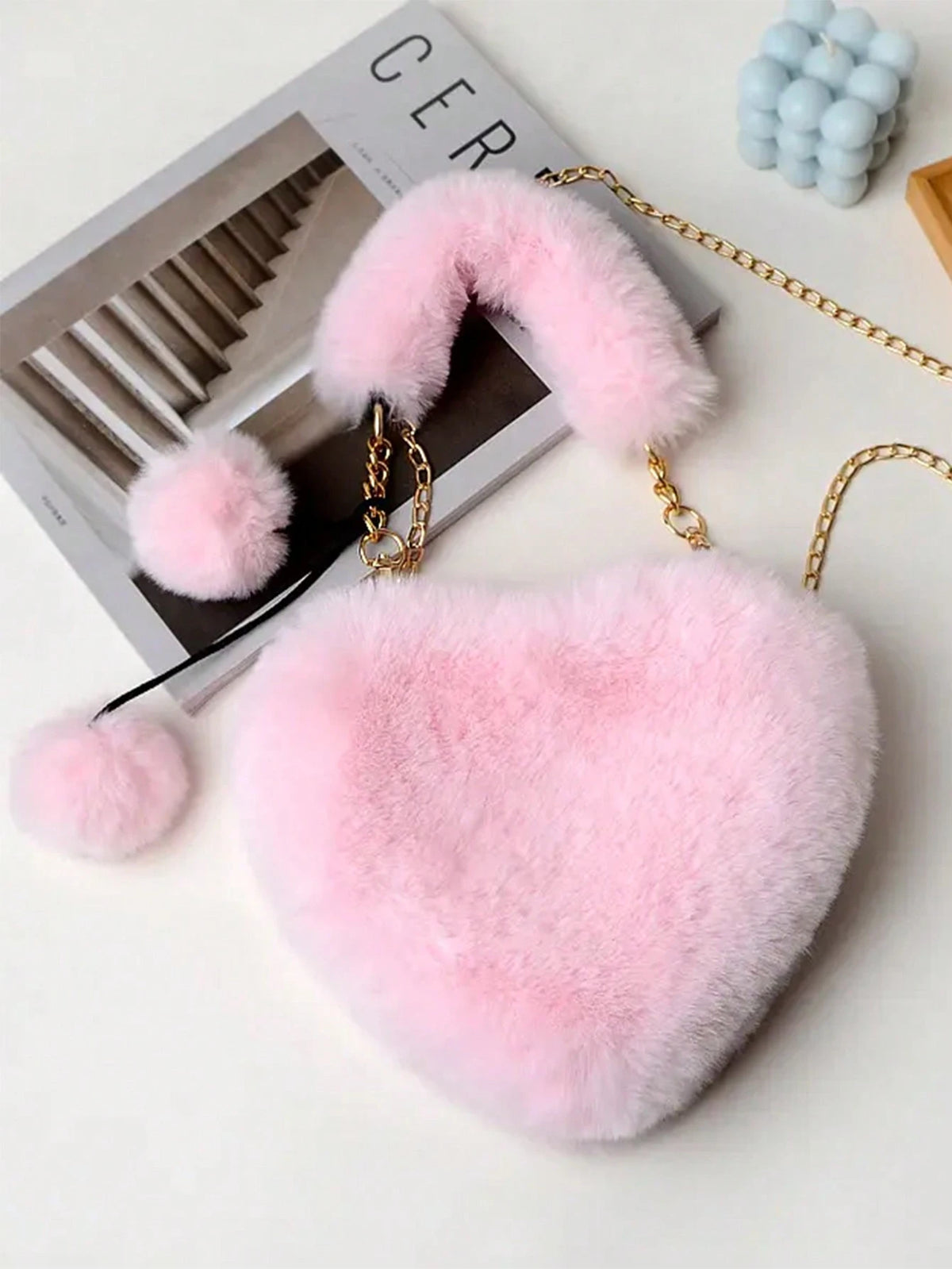 XD Little Girls Autumn/Winter Outdoor Essential New Soft Plush Mini Handbag, Thick Soft Plush Texture, Cute And Soft, Lightweight And Easy To Carry, Stores Coins, Stickers, Small Hair Accessories, Sui