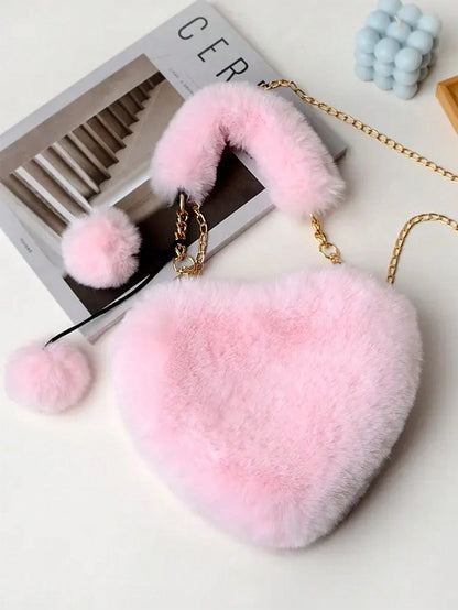 XD Little Girls Autumn/Winter Outdoor Essential New Soft Plush Mini Handbag, Thick Soft Plush Texture, Cute And Soft, Lightweight And Easy To Carry, Stores Coins, Stickers, Small Hair Accessories, Sui