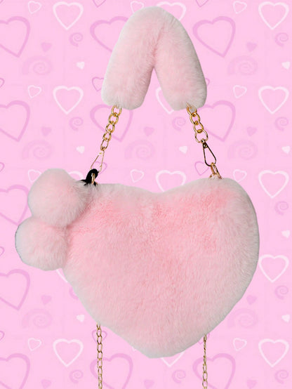 XD Little Girls Autumn/Winter Outdoor Essential New Soft Plush Mini Handbag, Thick Soft Plush Texture, Cute And Soft, Lightweight And Easy To Carry, Stores Coins, Stickers, Small Hair Accessories, Sui