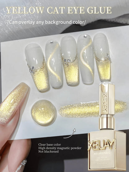 XEIJAYI 1pc 15ml Gold Cat Eye Nail Gel, Semi-Permanent Nail Soak-Off UV LED Nail Salon DIY Nail Salon Gel, Spring/Summer Nails