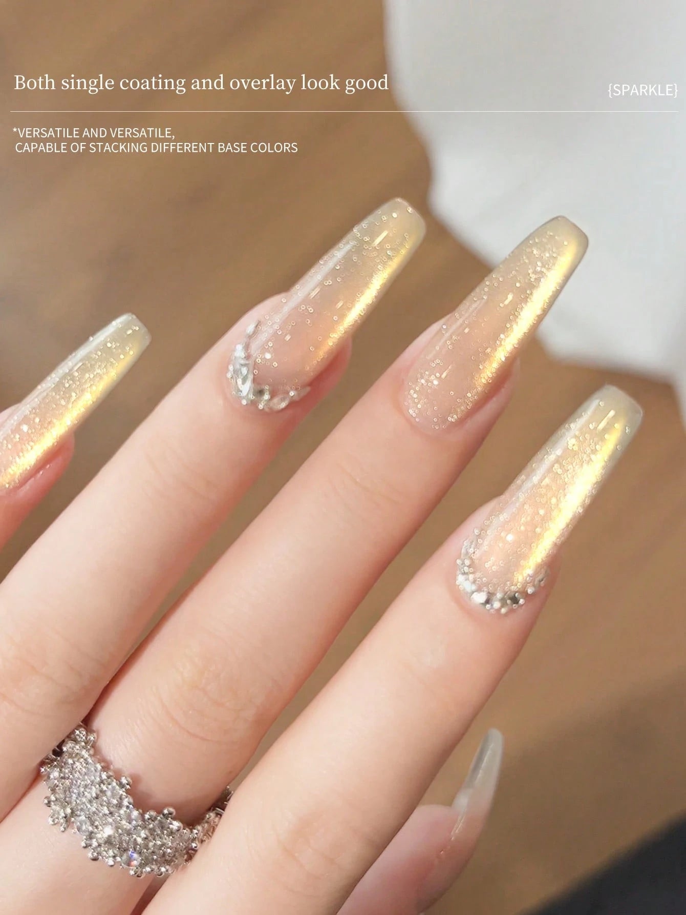 XEIJAYI 1pc 15ml Gold Cat Eye Nail Gel, Semi-Permanent Nail Soak-Off UV LED Nail Salon DIY Nail Salon Gel, Spring/Summer Nails